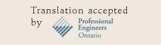 Translation accepted by Professional Engineers Ontario